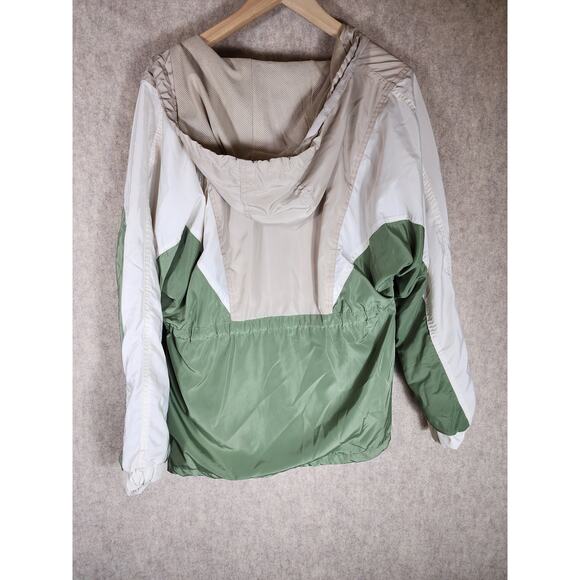 OUTDOOR COLLECTION Women's Green White Hooded Full Zip Windbreaker SZ M - Picture 2 of 9